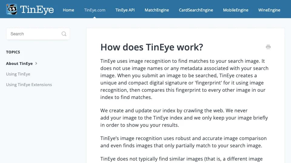 Offizielle Quellen: help.tineye.com. Gesichtssuchmaschinen vergleichen und Bildquellen prüfen